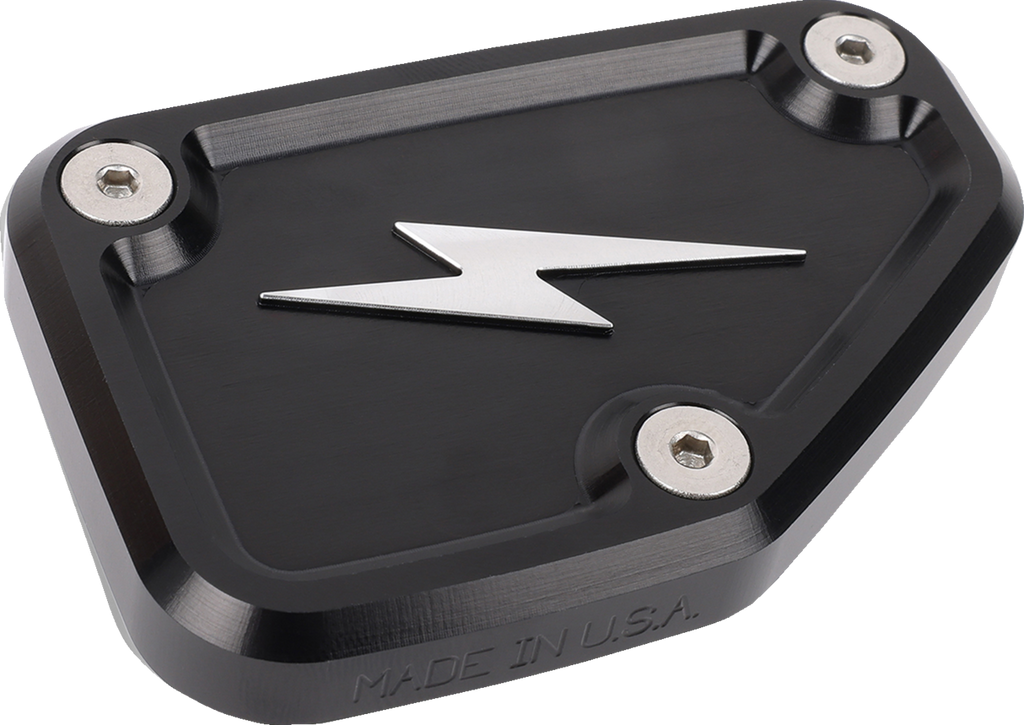 THRASHIN SUPPLY CO. Master Cylinder Cover - Front Brake - Black/Twice-Cut TSC-3178-4