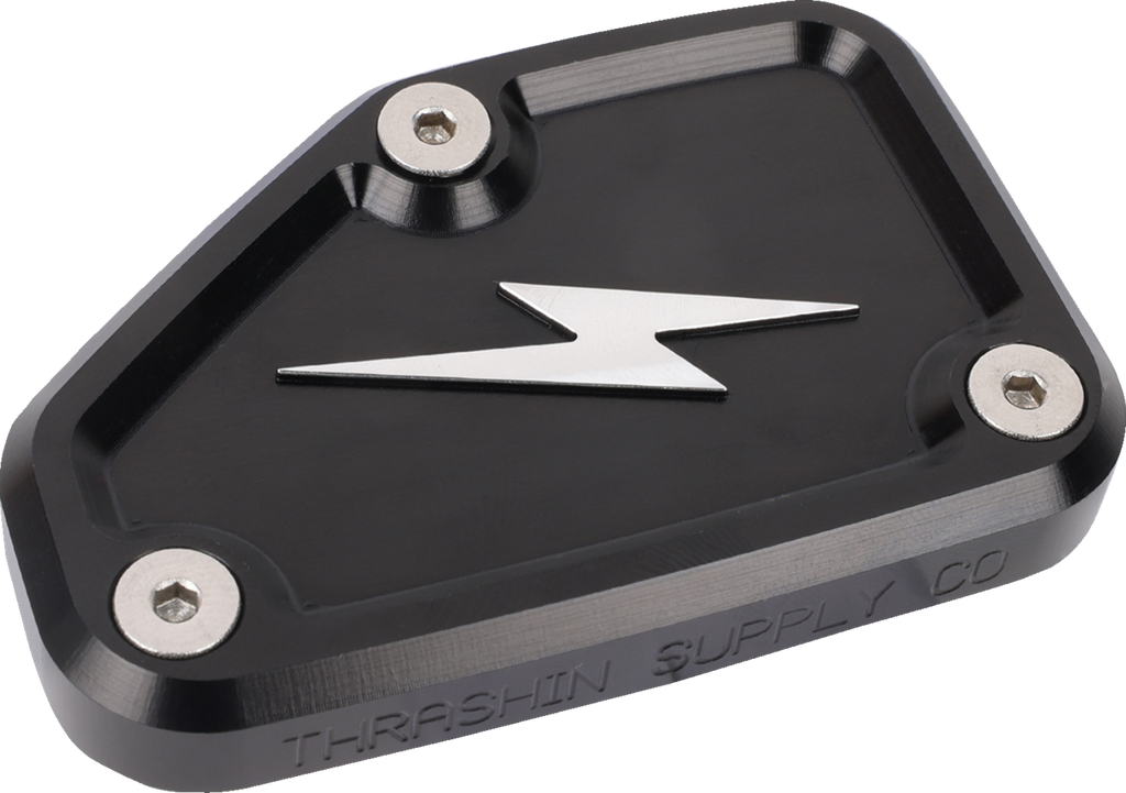 THRASHIN SUPPLY CO. Master Cylinder Cover - Front Brake - Black/Twice-Cut TSC-3178-4