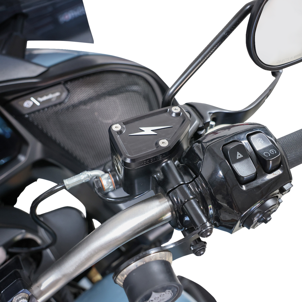 THRASHIN SUPPLY CO. Master Cylinder Cover - Front Brake - Black/Twice-Cut TSC-3178-4