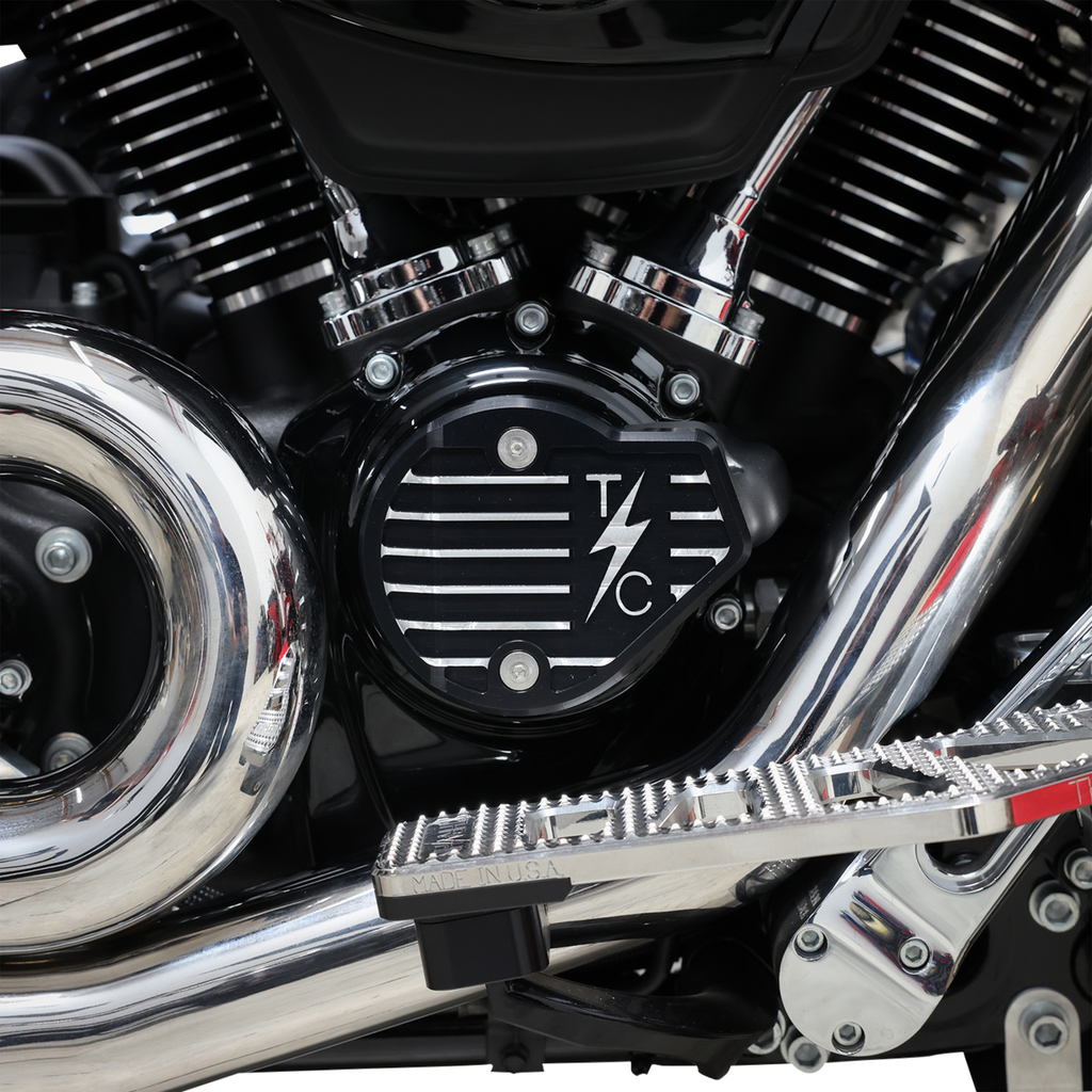 THRASHIN SUPPLY CO. Cam Cover - Gen 2 - Finned - Twice Cut - Black - M8 TSC-3029-4