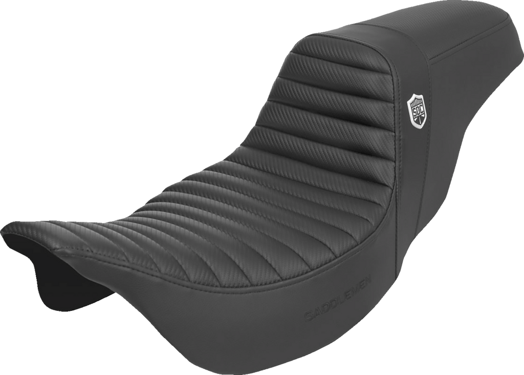 SADDLEMEN Pro Series SDC Performance Seat for Harley FL '08-'23 – Tuck-n-Roll Carbon Fiber with Gripper Leather and GelCore Technology