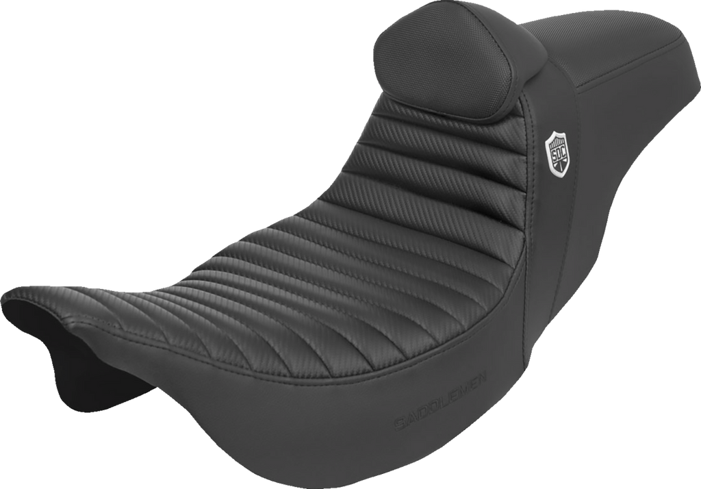 SADDLEMEN Pro Series SDC Performance Seat - w/ Backrest - Tuck-n-Roll/Carbon Fiber - Gripper - FLH/FLT '08-'23 SC80807TB - Team Dream Rides