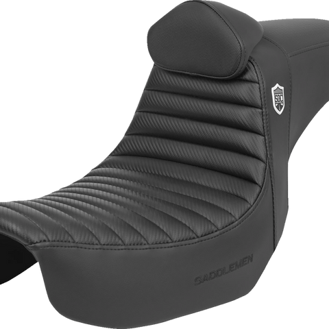 SADDLEMEN Pro Series SDC Performance Seat with Backrest for Dyna '06-'17, Tuck-n-Roll/Carbon Fiber, Gripper - Part SC80604TB