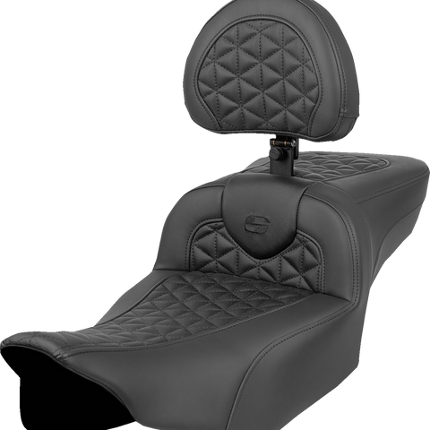 SADDLEMEN RoadSofa™ Tri Gripper Seat Extended Reach with Backrest for FLH/FLT 2023-2024 – Part 823-07-211B0