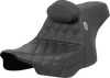 Saddlemens Pro Series SDC Performance Seat with Backrest for FLH/FLT 2023-2024 - Lattice Stitch, Gripper, Black Lumbar, Saddlemen Part SC82307DB0