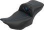 SADDLEMEN Roadsofa* Extended Reach Seat - with Backrest - Honeycomb - Blue Stitch - FLTR/FLHX '23-'24 823-07-190B1 - Team Dream Rides