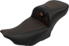 SADDLEMEN Roadsofa* Extended Reach Seat - with Backrest - Honeycomb - Orange Stitch - FLTR/FLHX '23-'24 823-07-190B3 - Team Dream Rides