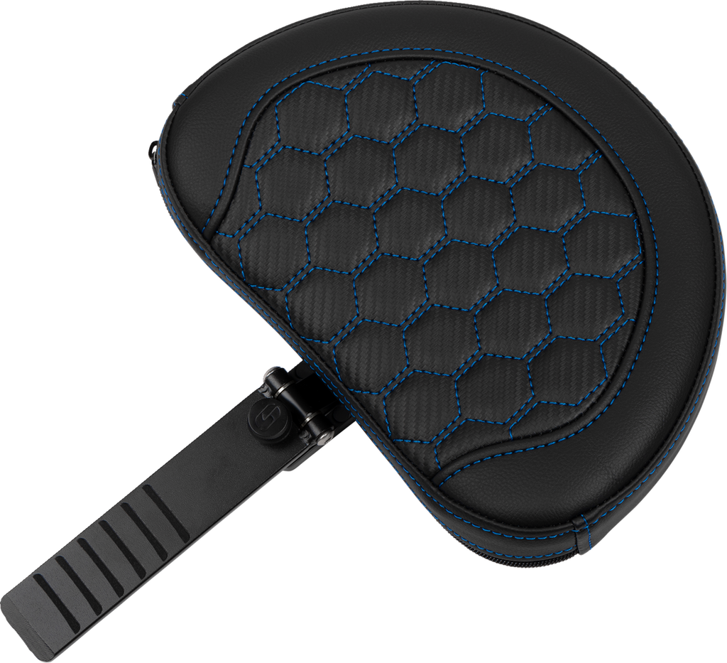 SADDLEMEN Roadsofa™ Extended Reach Seat with Backrest for FLTR/FLHX 2023-2024 - Honeycomb Blue Stitch