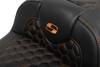 SADDLEMEN Roadsofa* Extended Reach Seat - with Backrest - Honeycomb - Orange Stitch - FLTR/FLHX '23-'24 823-07-190B3 - Team Dream Rides