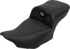 SADDLEMEN Roadsofa* Extended Reach Seat - with Backrest - Honeycomb - Silver Stitch - FLTR/FLHX '23-'24 823-07-190B5 - Team Dream Rides