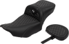 SADDLEMEN Roadsofa* Extended Reach Seat - with Backrest - Honeycomb - Silver Stitch - FLTR/FLHX '23-'24 823-07-190B5 - Team Dream Rides