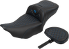 SADDLEMEN Roadsofa™ Extended Reach Seat with Backrest for FLTR/FLHX 2023-2024 - Honeycomb Blue Stitch