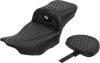 SADDLEMEN Roadsofa* Extended Reach Seat - with Backrest - Honeycomb - White Stitch - FLTR/FLHX '23-'24 823-07-190B6 - Team Dream Rides
