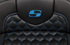 SADDLEMEN Roadsofa™ Extended Reach Seat with Backrest for FLTR/FLHX 2023-2024 - Honeycomb Blue Stitch