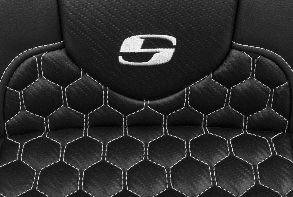 SADDLEMEN Roadsofa* Extended Reach Seat - with Backrest - Honeycomb - White Stitch - FLTR/FLHX '23-'24 823-07-190B6 - Team Dream Rides