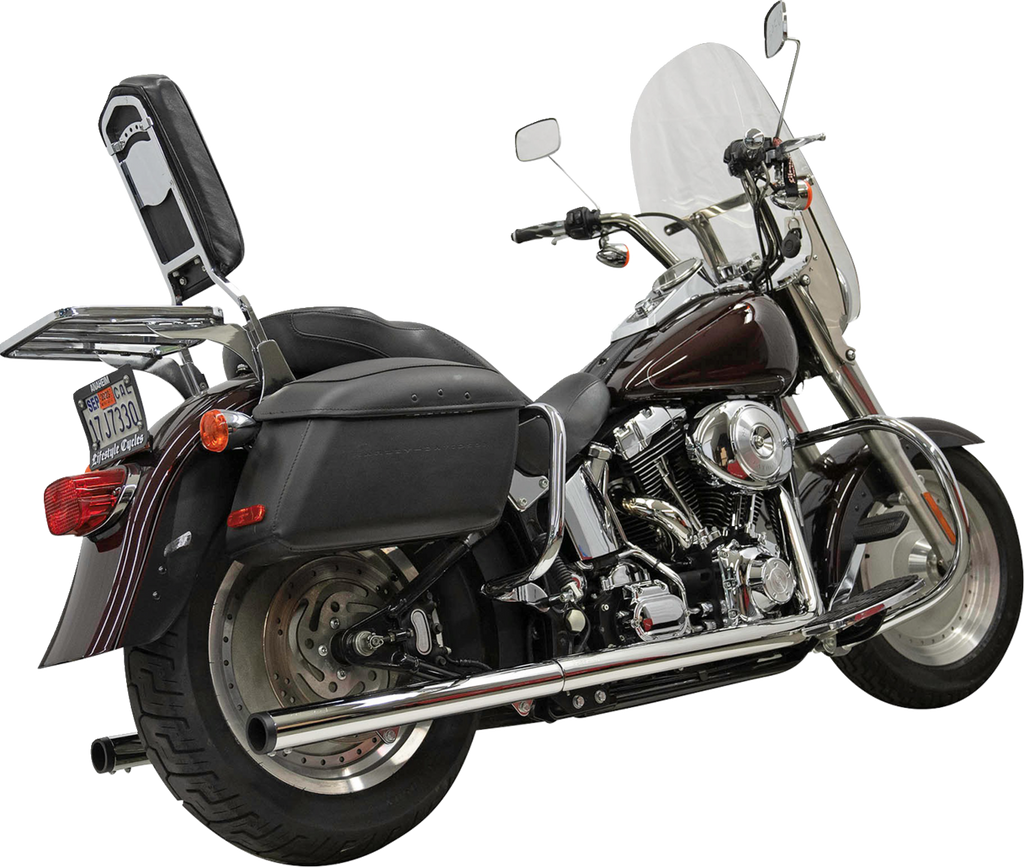 Bassani Xhaust 1S98P 2-Into-2 True Dual Drag Pipe Exhaust System for Harley Twin Cam and Softail - Chrome Finish