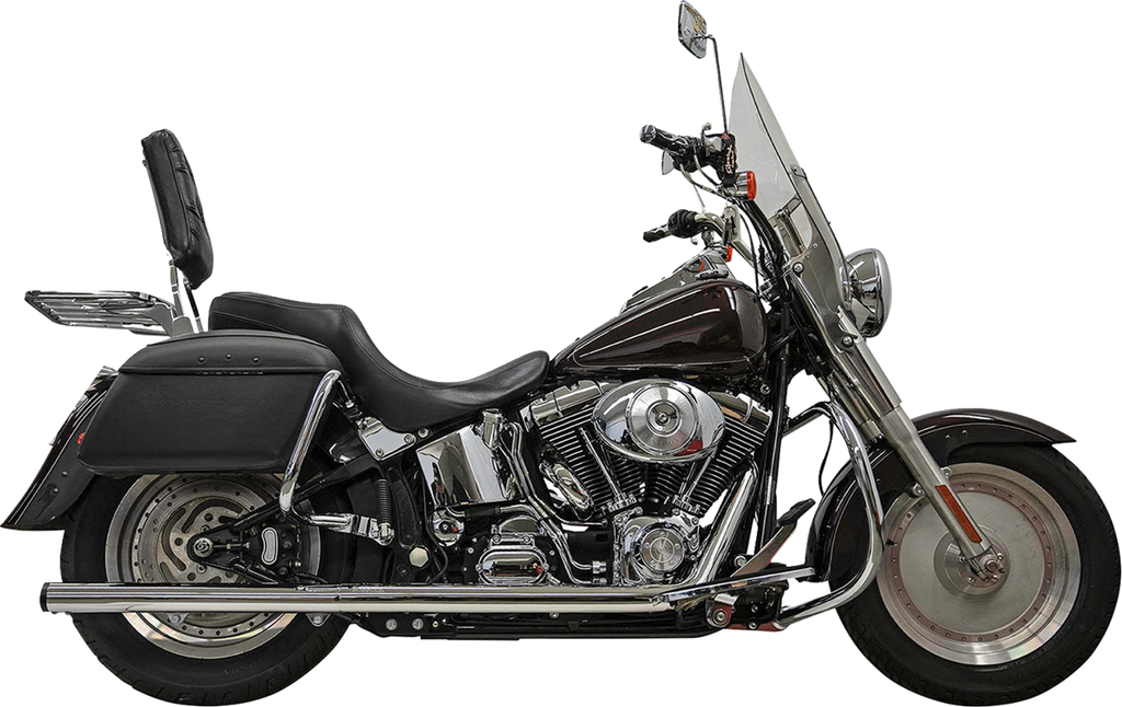 Bassani Xhaust 1S98P 2-Into-2 True Dual Drag Pipe Exhaust System for Harley Twin Cam and Softail - Chrome Finish