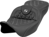 SADDLEMEN Roadsofa* Seat - Lattice Stitch - Silver Stitch - w/o Backrest - FL '08-'23 808-07B-18205