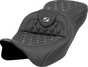 SADDLEMEN Roadsofa* Seat - Lattice Stitch - Silver Stitch - w/o Backrest - FL '08-'23 808-07B-18205