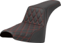 SADDLEMEN Step-Up Seat - Front Lattice Stitch - Red Stitch - FXST/FXBB '18-'25 818-30-17204