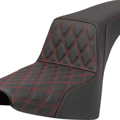 SADDLEMEN Step-Up Seat - Front Lattice Stitch - Red Stitch - FXST/FXBB '18-'25 818-30-17204
