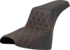 SADDLEMEN Step-Up Front Seat with Lattice Stitch and Orange Stitch for FXST/FXBB '18-'25 - Part Number 818-30-17203
