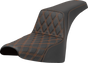 SADDLEMEN Step-Up Seat - Front Lattice Stitch - Orange Stitch - FXST/FXBB '18-'25 818-30-17203