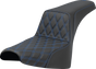 SADDLEMEN Step-Up Front Seat with Lattice Stitch and Blue Detailing for FXST/FXBB 2018-2025, Part #818-30-17201