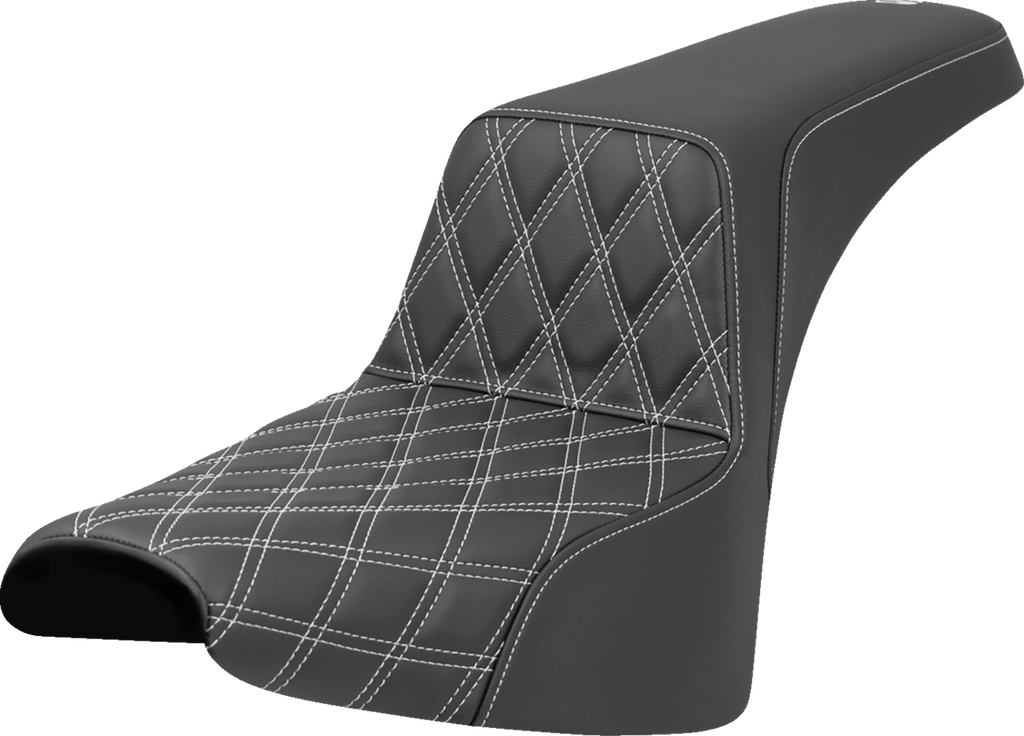 SADDLEMEN Step-Up Seat - Front Lattice Stitch - White Stitch - FXST/FXBB '18-'25 818-30-17206