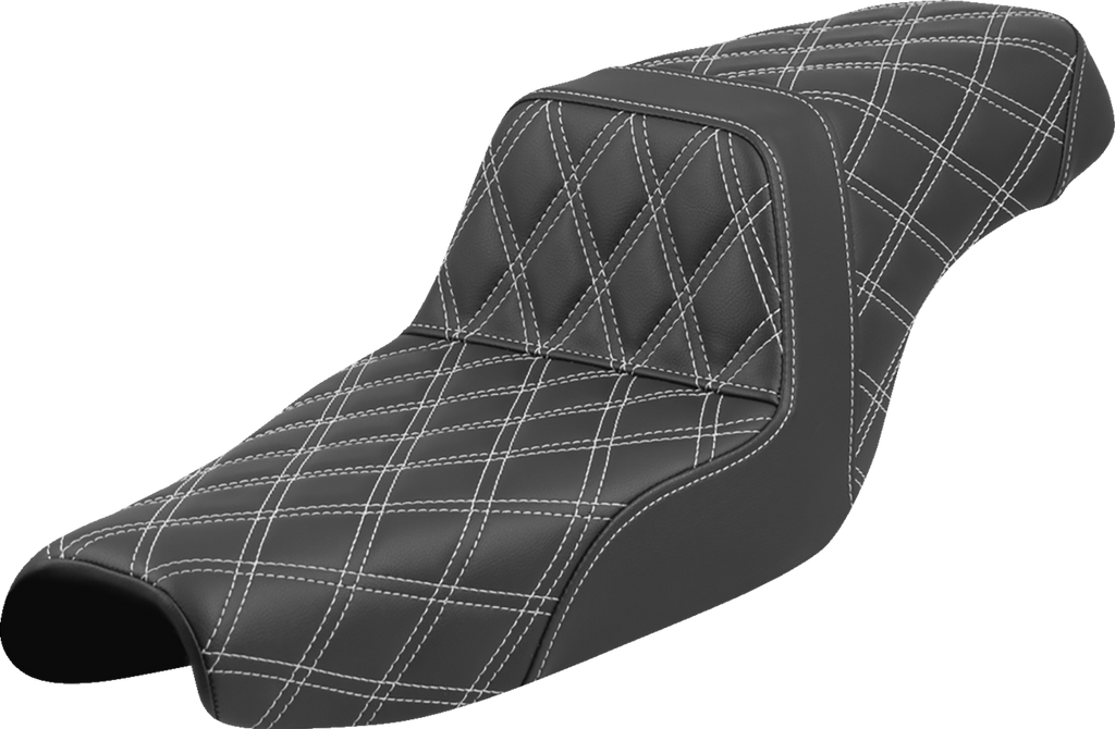 SADDLEMEN Step-Up Seat - Lattice Stitch - White Stitch - XL '04-'22 807-11-17506