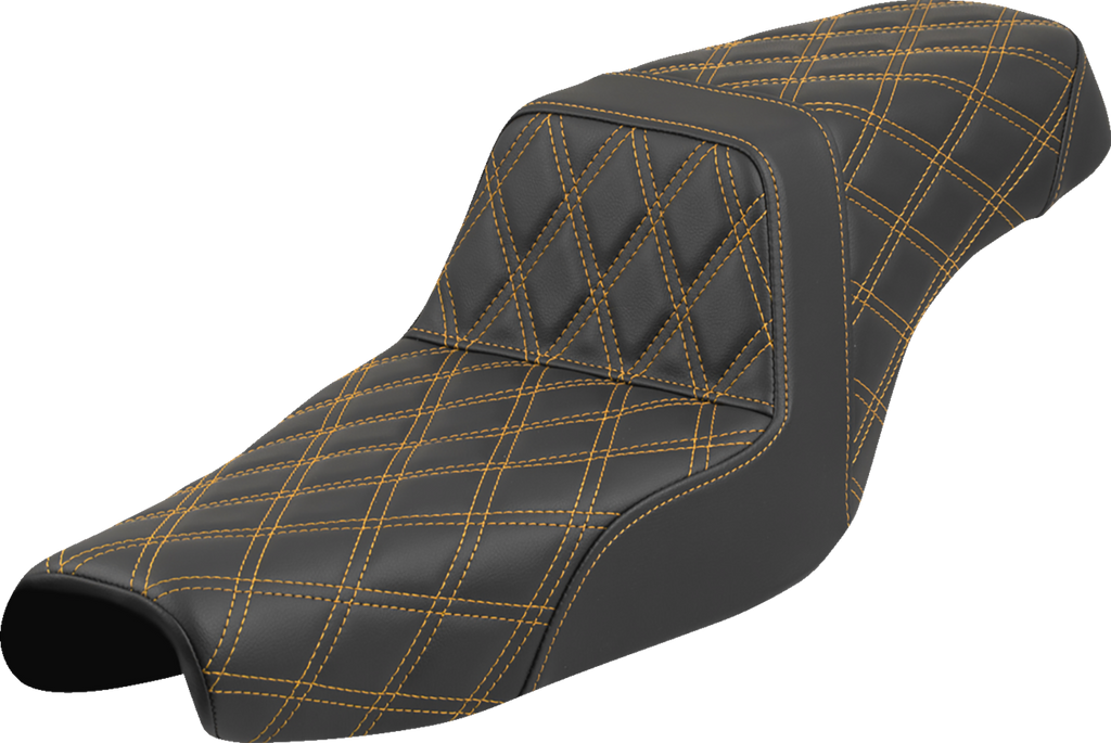 SADDLEMEN Step-Up Seat - Lattice Stitch - Gold Stitch - XL '04-'22 807-11-17507