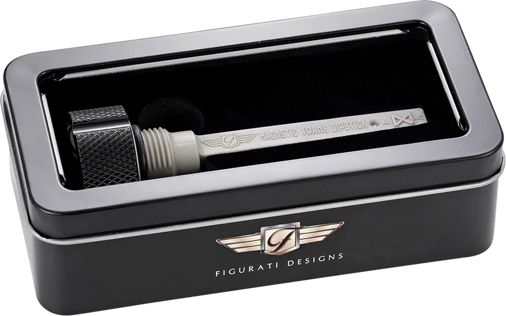 FIGURATI DESIGNS Transmission Oil Dipstick - Magnetic - Knurled - Black - Twin Cam FD01-MAGTD-KN-BLK