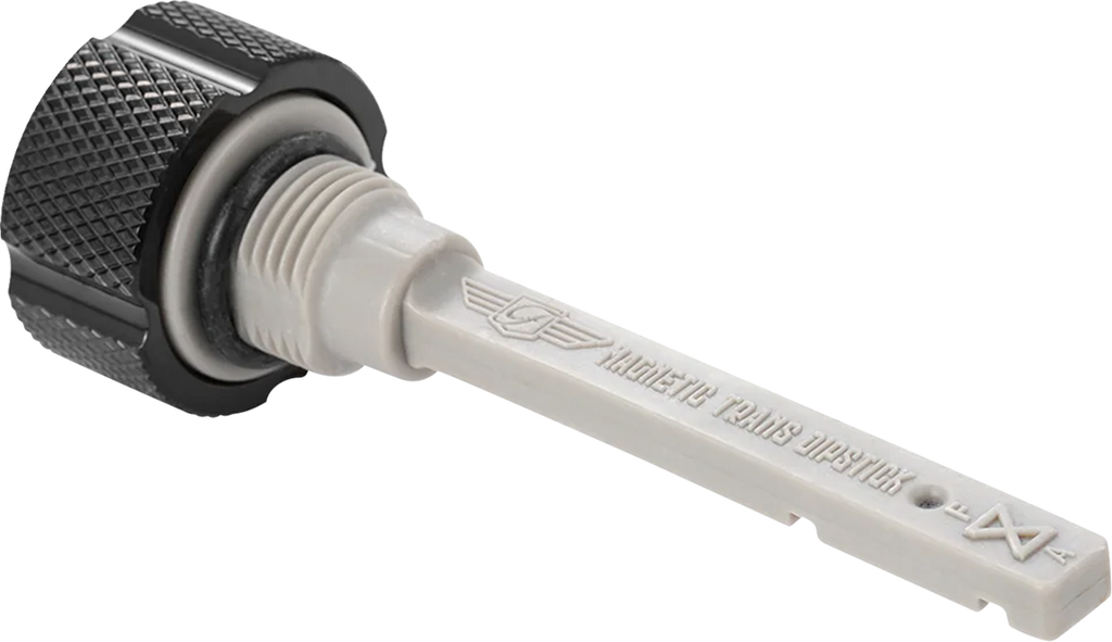 FIGURATI DESIGNS Transmission Oil Dipstick - Magnetic - Knurled - Black - Twin Cam FD01-MAGTD-KN-BLK