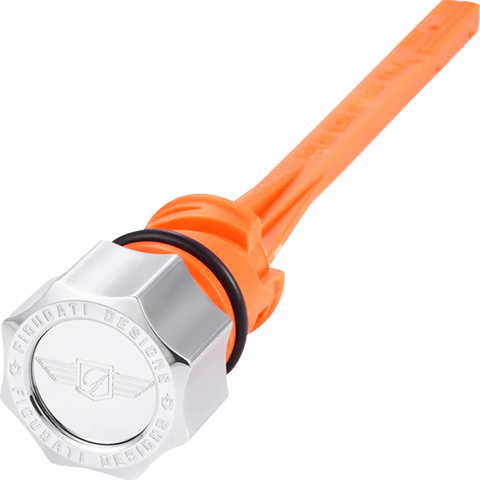 FIGURATI DESIGNS Magnetic Oil Dipstick - Curved - Silver - M8 Softail FD01-STM8-SM-SS