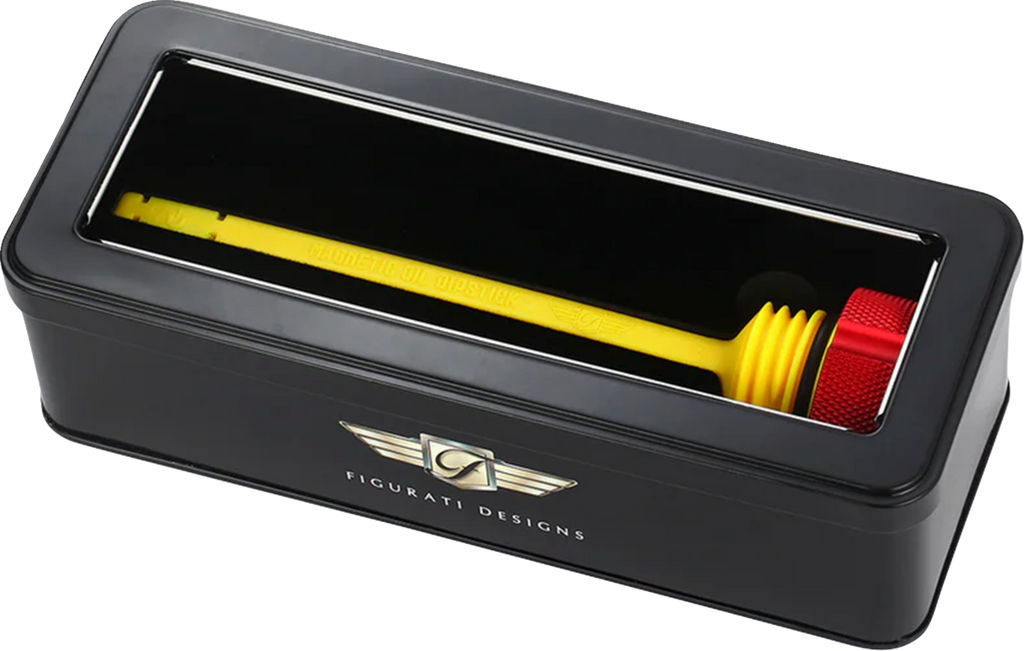 FIGURATI DESIGNS Performance Magnetic Oil Dipstick - Knurled - Red - M8 Touring/Trike FDP01-M8KN-R