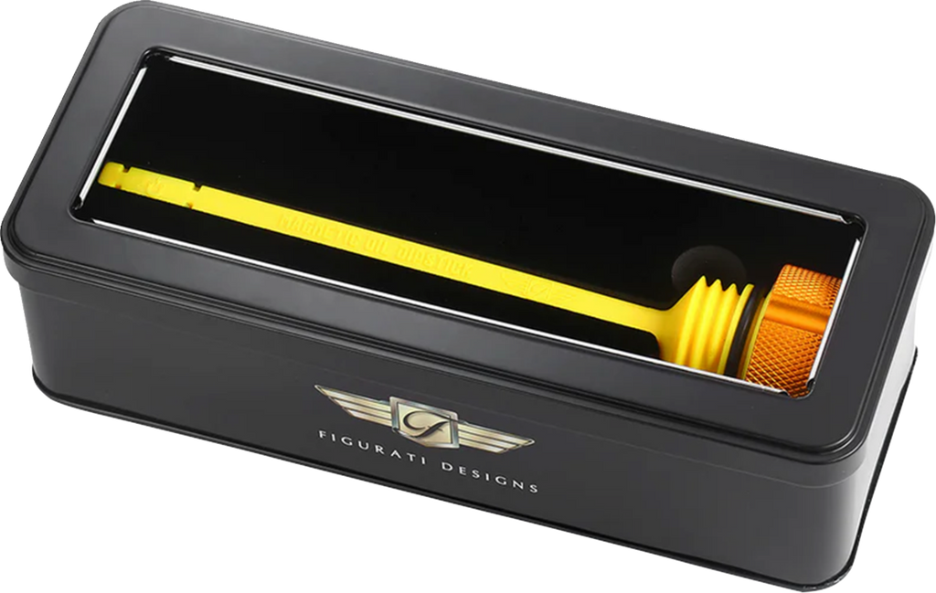 FIGURATI DESIGNS Performance Magnetic Oil Dipstick - Knurled - Gold - M8 Touring/Trike FDP01-M8KN-G