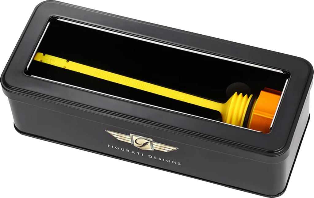 FIGURATI DESIGNS Performance Magnetic Oil Dipstick - Curved - Gold - M8 Touring/Trike FDP01-M8SM-G