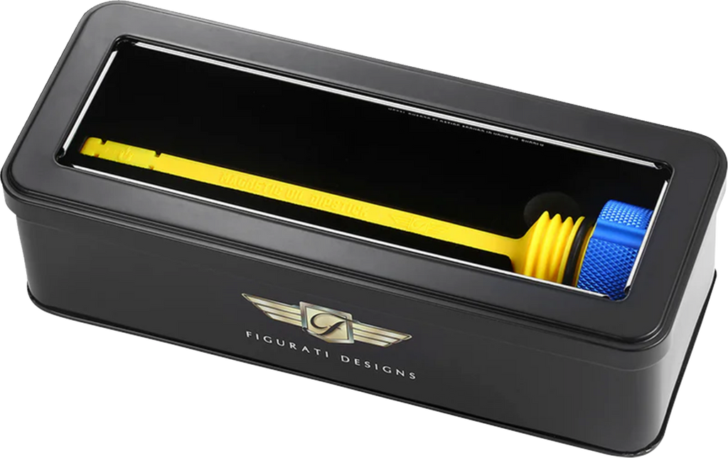 FIGURATI DESIGNS Performance Magnetic Oil Dipstick - Knurled - Blue - M8 Touring/Trike FDP01-M8KN-B