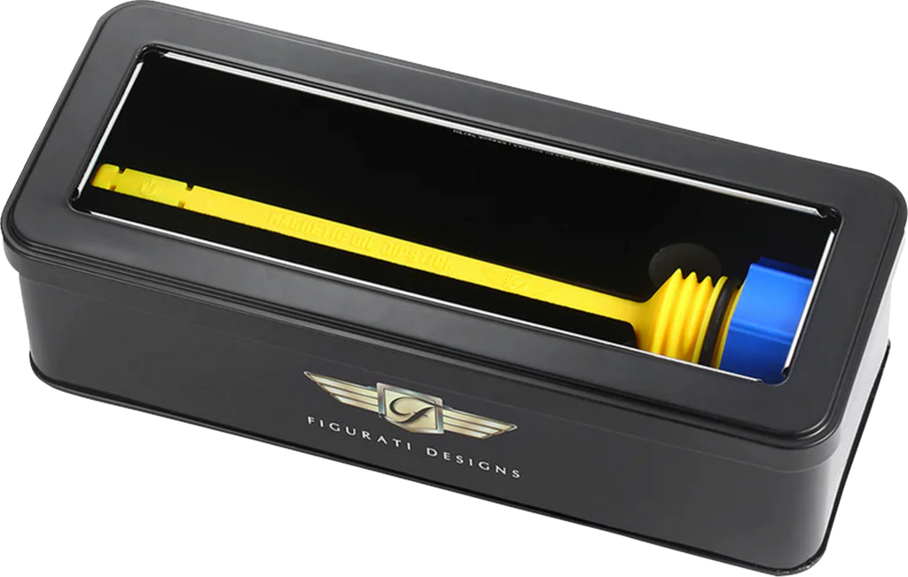 FIGURATI DESIGNS Performance Magnetic Oil Dipstick - Curved - Blue - M8 Touring/Trike FDP01-M8SM-B