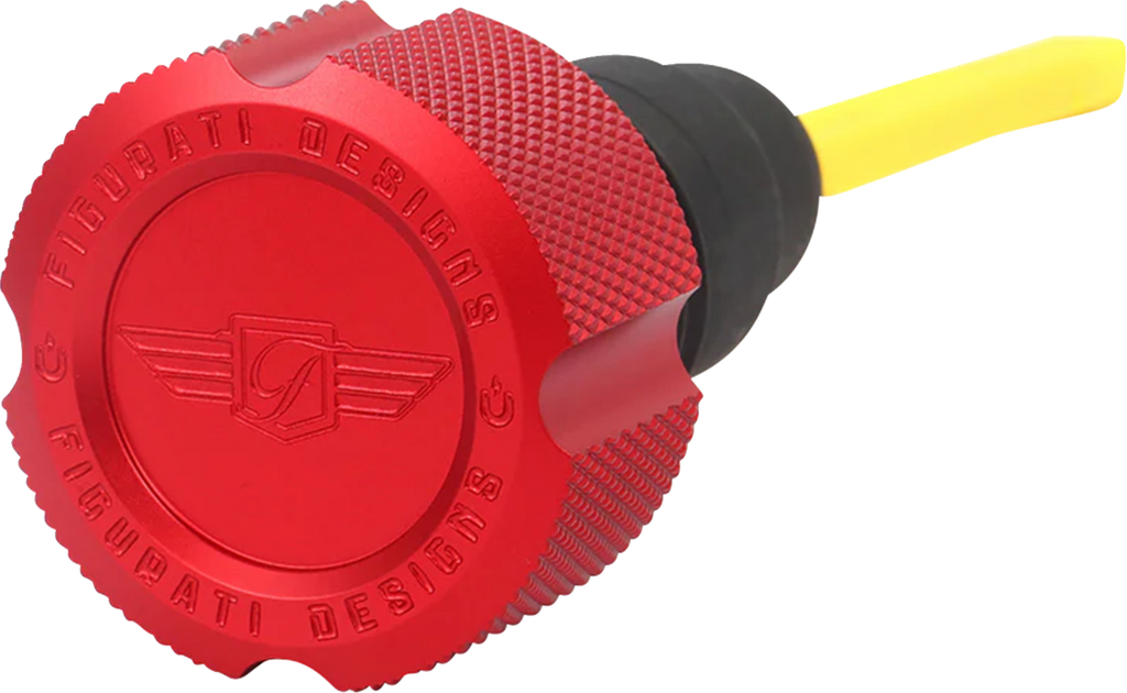 FIGURATI DESIGNS Performance Magnetic Oil Dipstick - Knurled - Red - '07-'16 Touring/Trike FDP01-TCKN-R