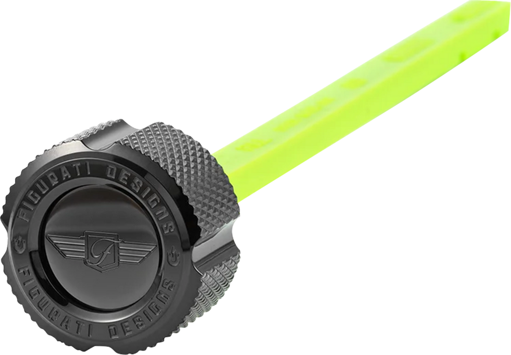 FIGURATI DESIGNS Performance Magnetic Oil Dipstick - Knurled - Black - Indian FD01-MAGDSTS-KN-BLK