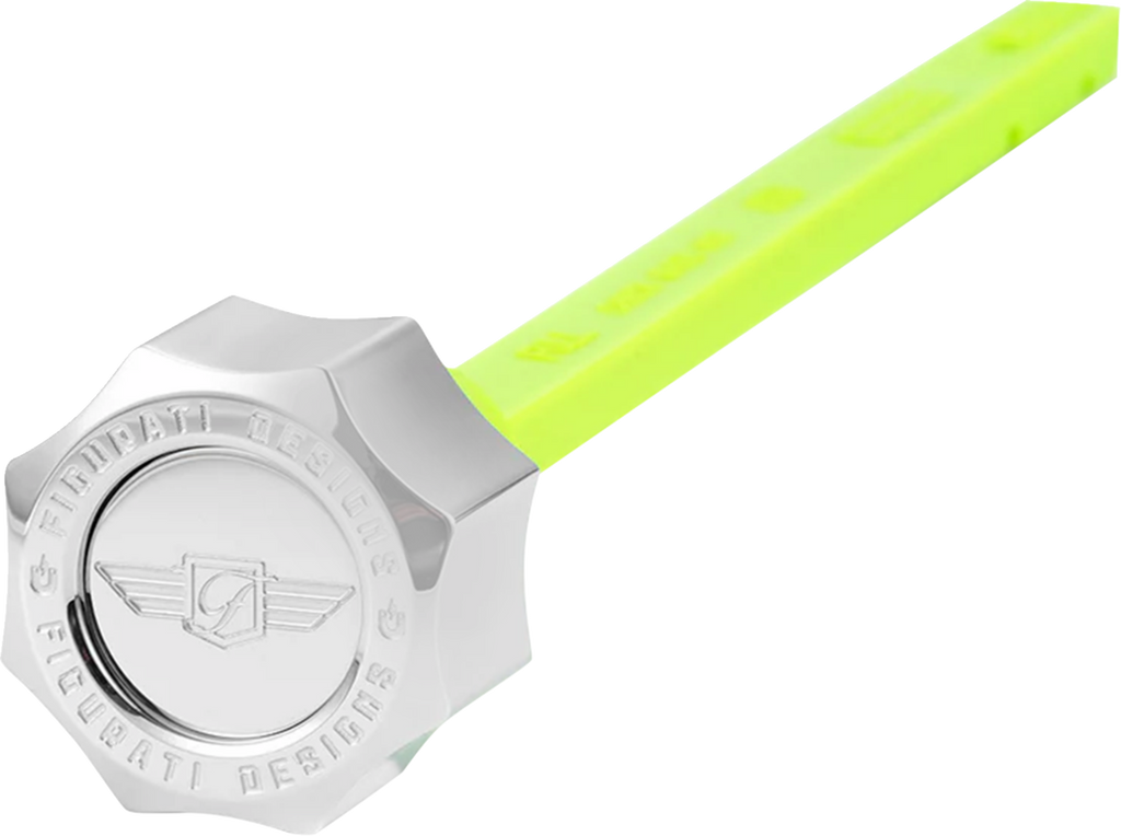 FIGURATI DESIGNS Performance Magnetic Oil Dipstick - Curved - Silver - Indian FD01-MAGDSTS-SM-SS