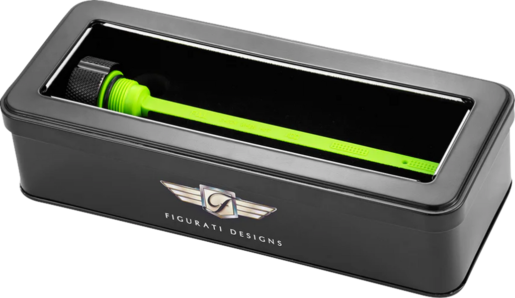 FIGURATI DESIGNS Performance Magnetic Oil Dipstick - Knurled - Black - Indian FD01-MAGDSTS-KN-BLK