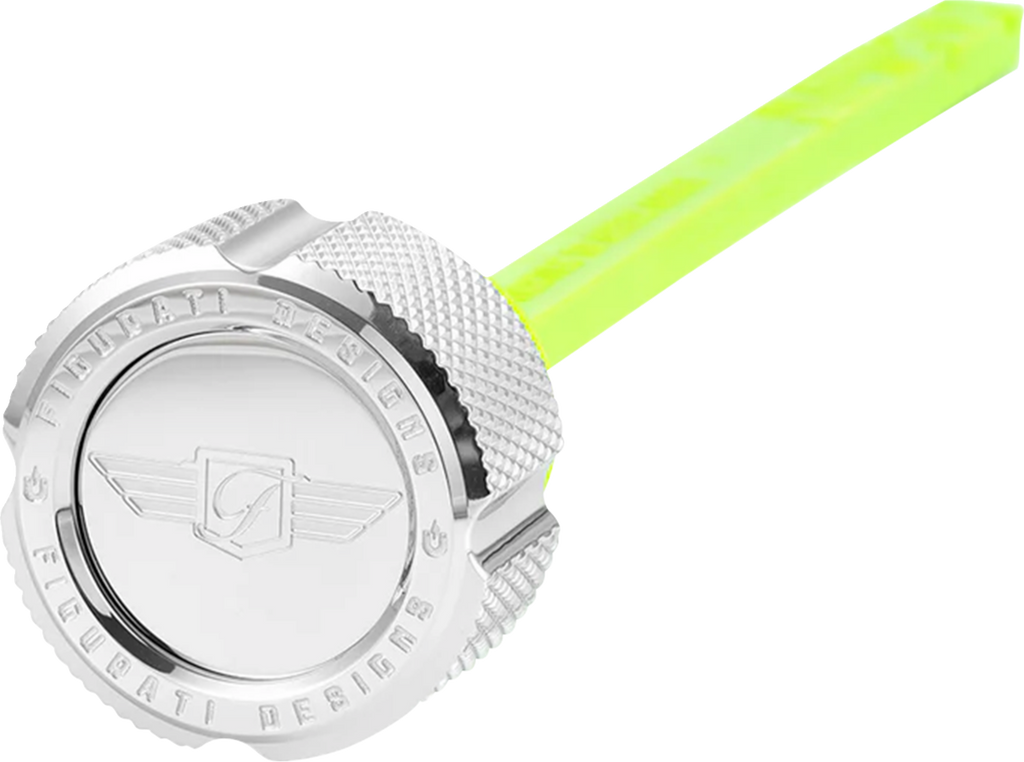 FIGURATI DESIGNS Magnetic Oil Dipstick - Knurled - Silver - Indian FD01-MAGDSPP-KN-SS