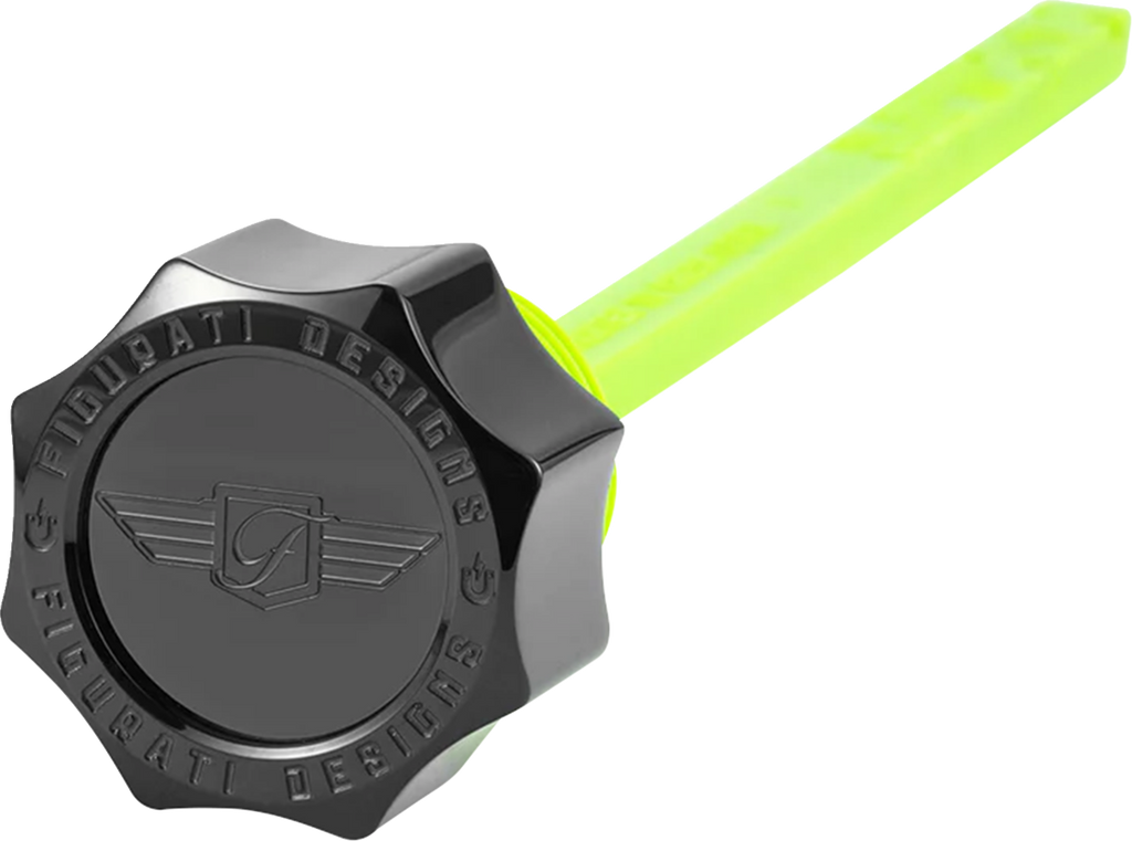 FIGURATI DESIGNS Magnetic Oil Dipstick - Curved - Black - Indian FD01-MAGDSPP-SM-BLK