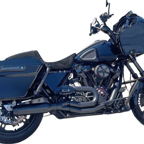 BASSANI XHAUST 1F98B 2-Into-1 Mid-Length Super Bike Exhaust System with 4-Inch Muffler for M8 Touring Models