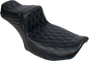 LE PERA Tailwhip Daddy Long Legs Seat for FLH/FLT 2023-2025 by LE PERA - Blue Double Diamond Stitch, Part LV-587DLDD-BE01