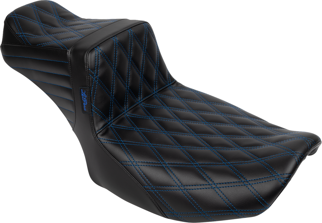 LE PERA Tailwhip Daddy Long Legs Seat for FLH/FLT 2023-2025 by LE PERA - Blue Double Diamond Stitch, Part LV-587DLDD-BE01