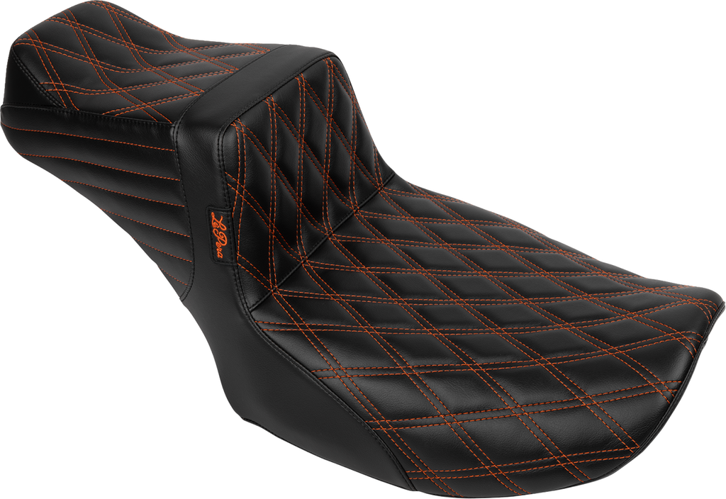 LE PERA Tailwhip Daddy Long Legs Seat for FLH/FLT 2023-2025 - Burnt Orange Double Diamond Stitch, Part LV-587DLDD-OB4