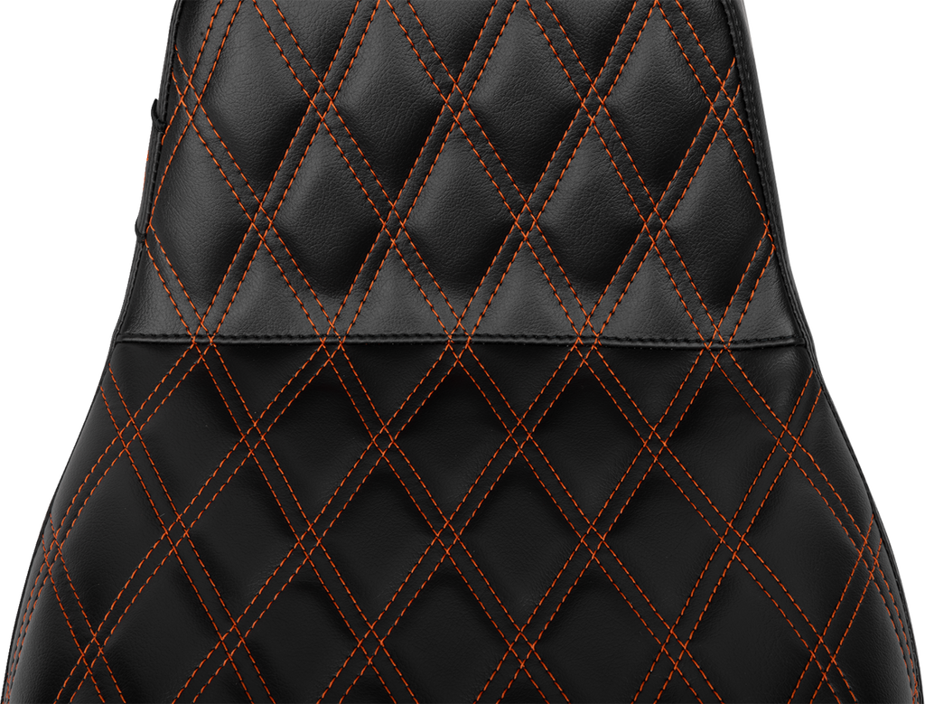 LE PERA Tailwhip Daddy Long Legs Seat for FLH/FLT 2023-2025 - Burnt Orange Double Diamond Stitch, Part LV-587DLDD-OB4